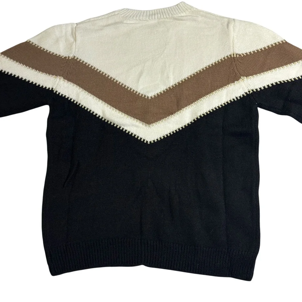 Chevron Sweater‎ Color Block Pullover Knit Top Casual Everyday Small